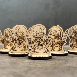 Skeleton Squad – Engraved Wooden Miniatures Set | Set of 8