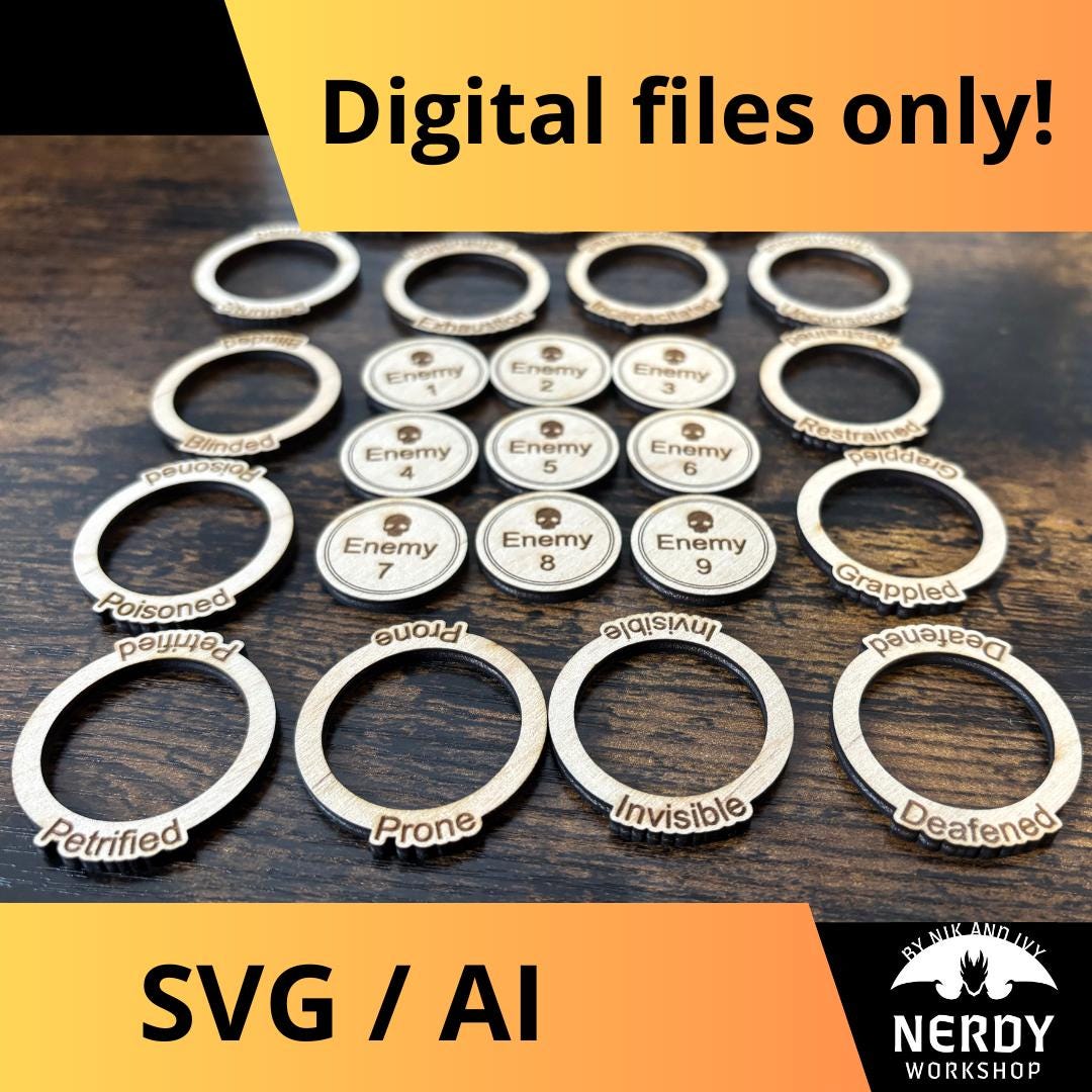 D&D Condition Rings and Enemy Tokens – Digital Laser Engraving Files ...