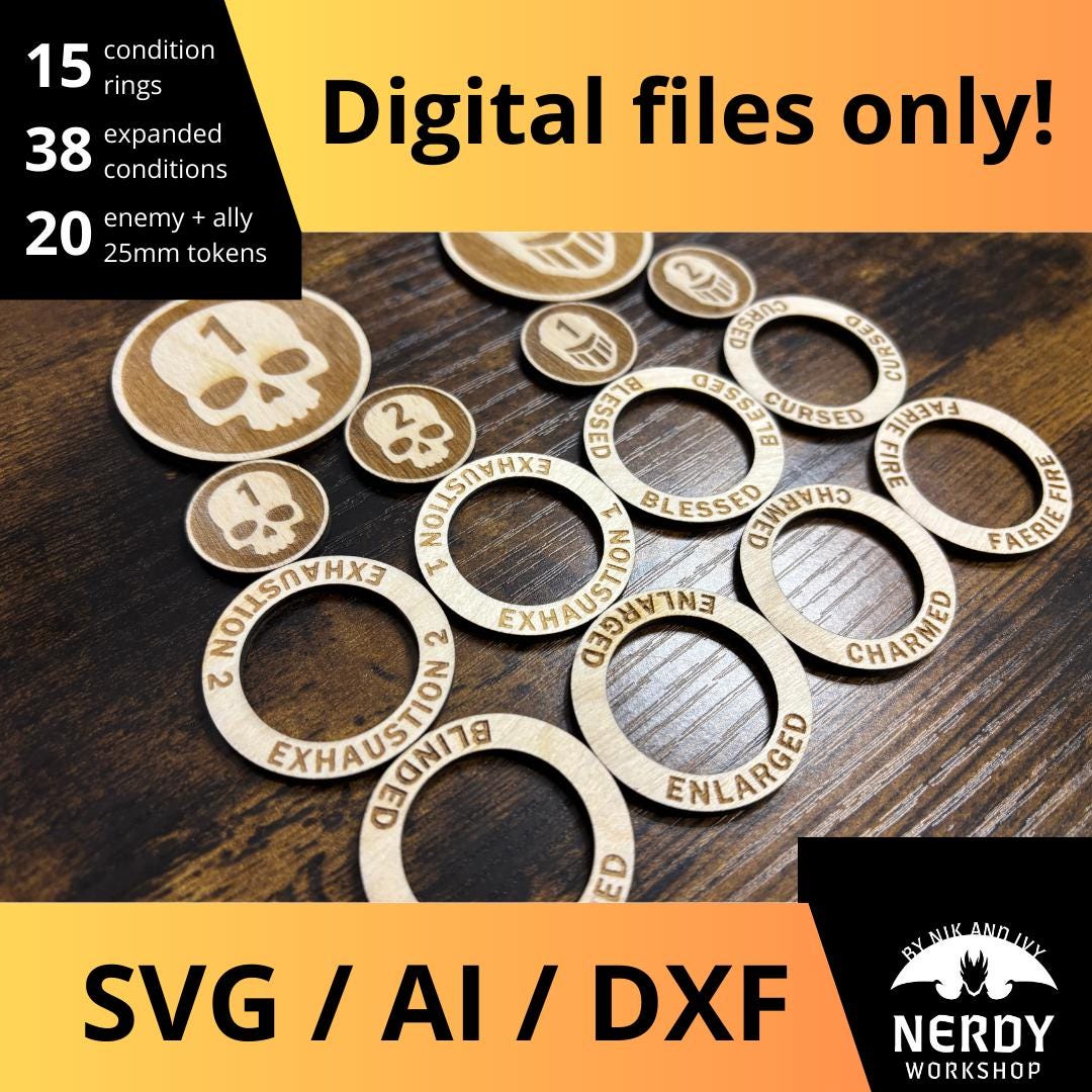 Ultimate D&D Condition Rings – Expanded Digital Laser Files (SVG+AI+DXF ...