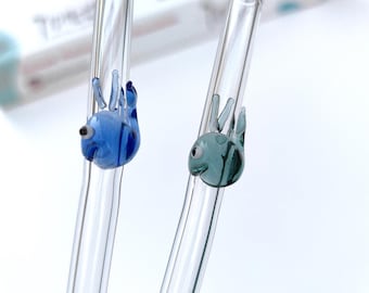 Paille en verre de baleine faite main, paille réutilisable en borosilicate, respectueuse de l'environnement