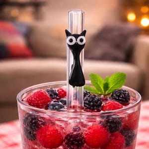 Christmas Gift Cat Figure Straws, Glass Straw For Doughter