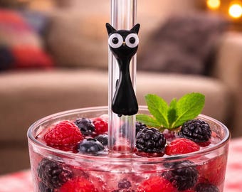 Christmas Gift Cat Figure Straws, Glass Straw For Doughter