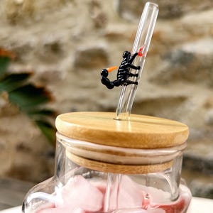 Straw, Scorpion Glass Straw, Smoothee Glass Straws With Scorpion, Handmade Cute Glass Straw, Wavy Glass Straw, Bent Glass Straws,