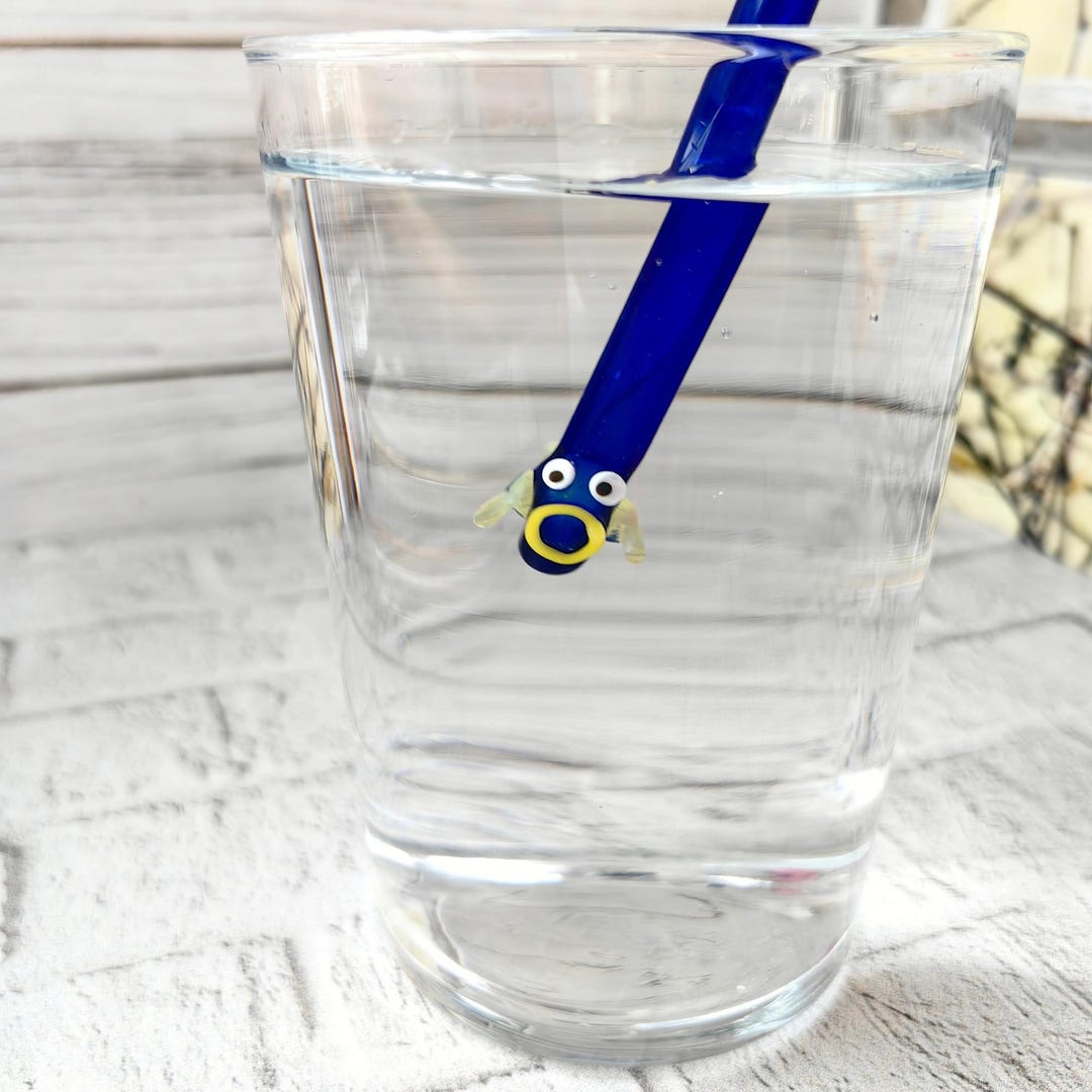 Fish Straw Made of Blown Glass With Water Coming Out of Its Mouth - Etsy