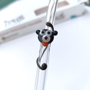 Straw, Monkey Glass Straw, Smoothee Glass Straws With Monkey, Handmade Wine Glass Straw, Wavy Glass Straw, Bent Glass Straws,