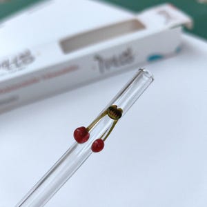 Straw, Cherry Glass Straw, Smoothee Glass Straws With Cherry, Handmade Wine Glass Straw, Wavy Glass Straw, Bent Glass Straws,