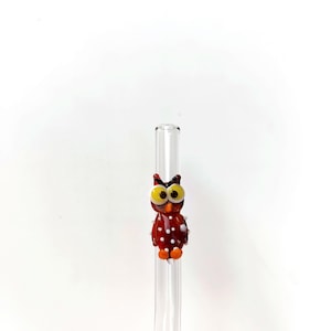 Drinking Glass Straw, Owl Glass Straw, Smoothee Glass Straws With Owl, Dishwasher Safe Straw, Glas Strohhalme Motiv, Sustainable