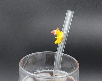 Christmas Duck Shaped Glass Straw