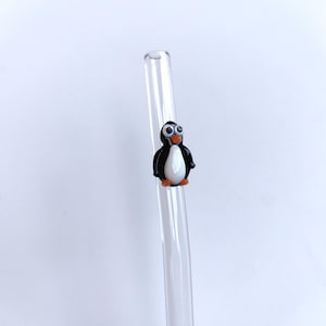 Drinking Glass Straw, Penguen Glass Straw, Smoothee Glass Straws With Penguen , Dishwasher Safe Straw, Glas Strohhalme Motiv, Sustainable