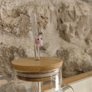 Straw, Pig Glass Straw, Smoothee Glass Straws With Pig, Handmade Cute Glass Straw, Wavy Glass Straw, Bent Glass Straws,
