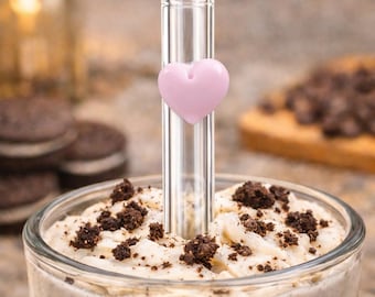 Handmade Heart Glass Straw, Sustainable Smoothie Straw