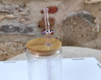 Paille en verre faite main en forme de trompe d'éléphant : paille pour smoothie fantaisie