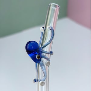 Straw, Octopus Glass Straw, Sustainable Party Straw, Smoothee Reusable Straw, Short Glass Straws, Dishwasher Safe Glass Straw With Animals