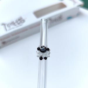 Straw, Sheep Glass Straw, Smoothee Glass Straws With Sheep, Handmade Wine Glass Straw, Wavy Glass Straw, Bent Glass Straws,