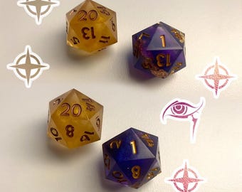 Conjunto de Dados D20 Artesanais Abençoados e Amaldiçoados | RPG
