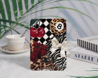Checkered Leopard Kindle Case with Auto Wake/Sleep,Paperwhite 2024 /2022Cover,Paperwhite 7/6/5,Kindle 12/11/10th with Strap