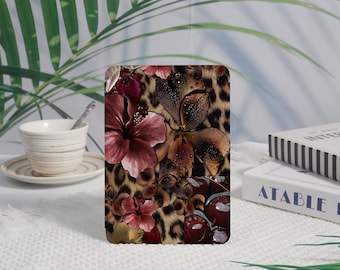 Flower Leopard Kindle Case with Auto Wake/Sleep,Paperwhite 2024 /2022Cover,Paperwhite 7/6/5,Kindle 12/11/10th with Strap