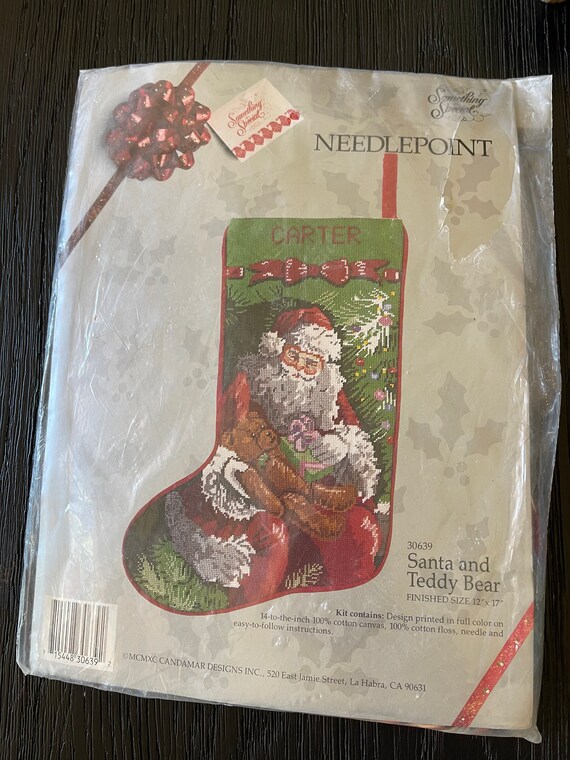 Needlepoint Stocking Kit, Santa Needlepoint Stocking Kit, Santa