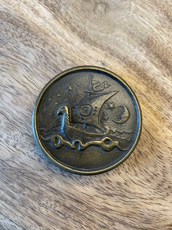 1979 Alaska Vintage Brass Belt Buckle by Indiana Metal Craft