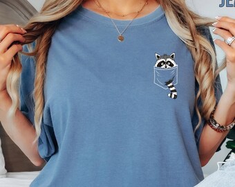 Racoon T-Shirt, Pocket Raccoon Shirt, Cute Racoon Shirt, Racoon Lover Shirt, Adorable Racoon Tee, Funny Animal Shirt, Gift For Animal Lover