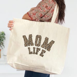 Leopard Mom Life Tote Bag, Mom Beach Bag, Mother&#39;s Day Gift Idea, Mom Birthday Gift, New Mom Tote, Mama Mom Bruh Tote Bag