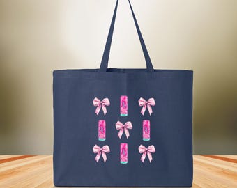 Alani Pink Bow Tote Bag, Alani Addicted Bag, Coquette Tote Bag, Energy Drink Bag, Energy Drink Lover Tote, Trendy Pink Bow Tote