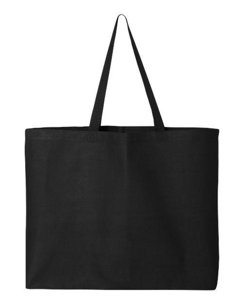 Puede incluir: Un bolso tote negro liso con dos asas largas. El bolso tiene forma rectangular con una abertura ancha y est&aacute; hecho de una tela resistente. Las asas est&aacute;n unidas a las esquinas superiores, para llevar al hombro.