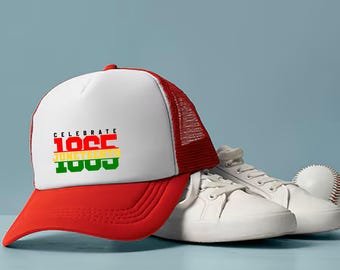 Celebrate Juneteenth 1865 Foam Mesh-Back Trucker Cap, Black Culture Hat, Emancipation Cap, Juneteenth Hat, Black Independence Cap