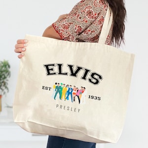 Elvis Presley Est 1935 Tote Bag, Elvis Presley Bag, Elvis Fan Gift, Elvis Presley Lovers Bag, King Of Rock And Roll Tote Bag