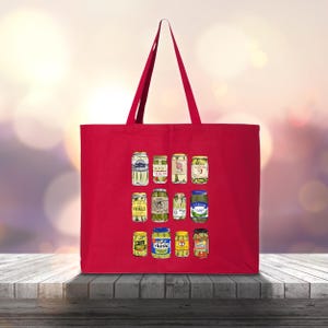 Canned Pickles Tote Bag, Pickle Bag, Vintage Canned Pickles Bag, Pickle Jar Bag, Canning Bag, Pickle Lovers Bag, Pickle Jar Bag