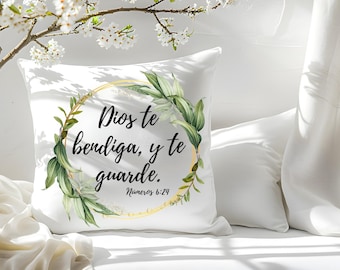 Cojín decorativo con versículo bíblico – Decoración cristiana para el hogar – Cojín inspirador de fe