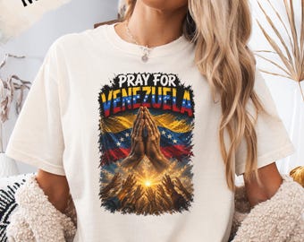 Pray for Venezuela Shirt | Praying Hands, Sunburst Flag Tee