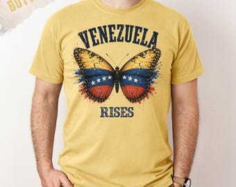Venezuela Rises Butterfly, T-Shirt | Venezuelan Flag Wings, Inspirational Quote