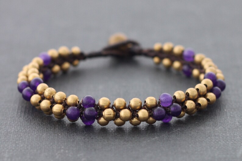 Mala Amethyst Brass Bracelet