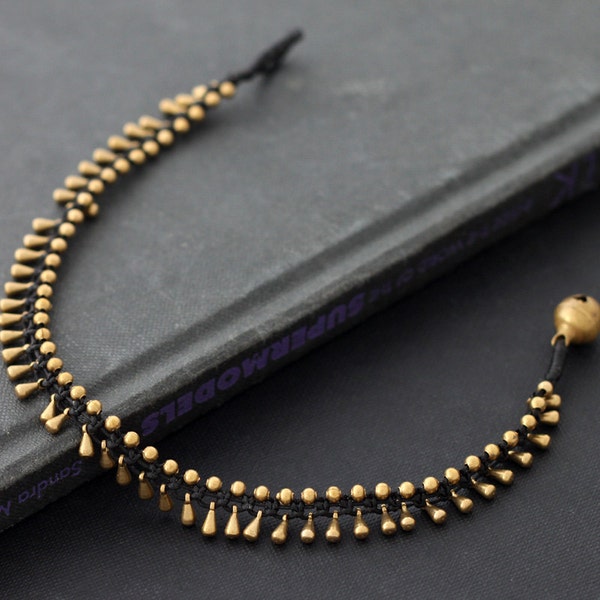 Teardrop brass Woven Anklet