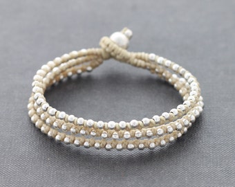 Ivory Silver Beaded Bracelet