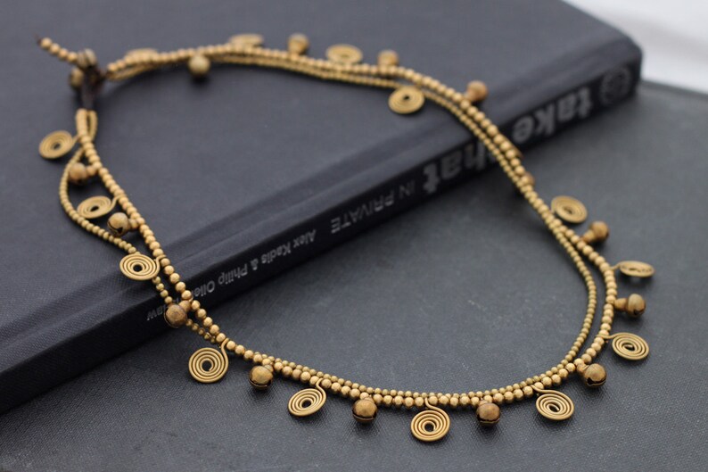 Wire Wrapped Chain Brass Necklace Etsy