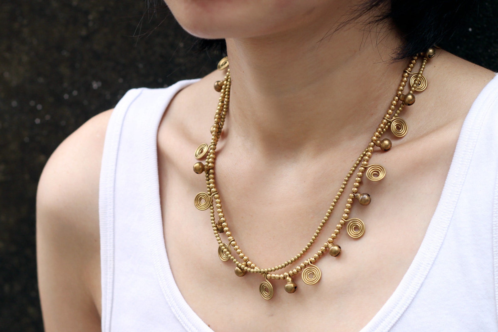 Wire Wrapped Chain Brass Necklace Etsy