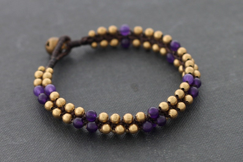 Mala Amethyst Brass Bracelet