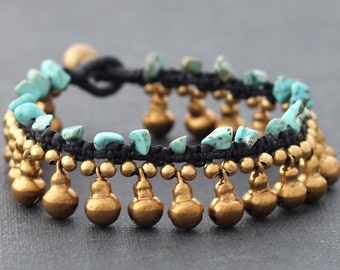 Water Drop Turquoise Brass Bracelet