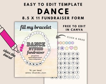 Dance Fundraiser Template Dance Printable Clear The Board Fundraising Athletic Sponsorship | Fully Editable Canva Template