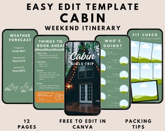 Cabin Trip Itinerary Girls Trip Itinerary Template Camp Bachelorette Itinerary Template Campnig Birthday Weekend Itinerary Template Canva