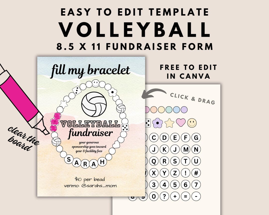 Volleyball Fundraiser Template Clear the Board Fundraising Sports Team ...