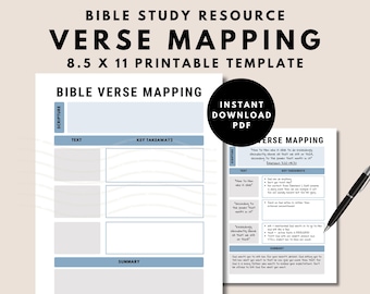 Bible Verse Mapping Template Digital Bible Template In Depth Bible Study Printable Worksheet Instant Download PDF Printable Download