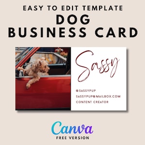 Dog Business Card with Picture Dog Influencer Cards for Pet Content Creator | Printable Download Fully Editable Canva Template