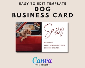 Dog Business Card with Picture Dog Influencer Cards for Pet Content Creator | Printable Download Fully Editable Canva Template