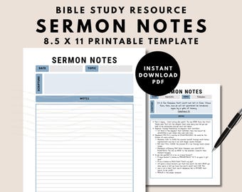 Sermon Notes Template Digital Bible Template In Depth Bible Study Printable Worksheet Instant Download PDF Printable Download