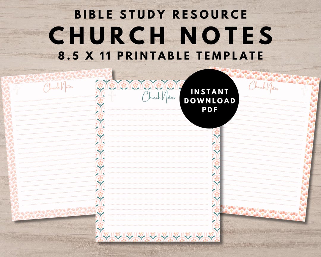 Church Notes Printable PDF Sermon Notes Journal Bible Study Template ...