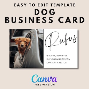 Dog Business Card with Picture Dog Influencer Cards for Pet Content Creator | Printable Download Fully Editable Canva Template