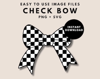 Checkered Bow PNG Checkered Bow SVG Retro Check Hair Bow Image Picture | Instant Download Files
